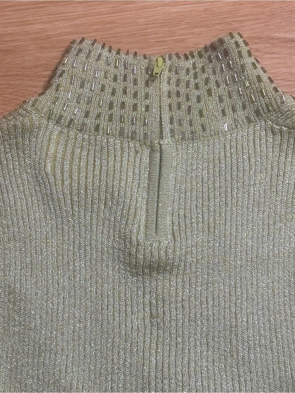 Cache Olive Green Ribbed Sequin Floral Tank - Picture 7 of 8
